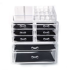 Cosmetics Storage Rack with 6 Small & 2 Large Drawers Transparent YF