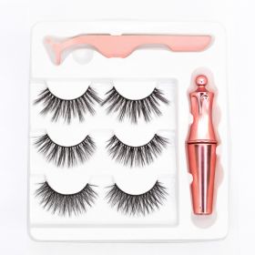 Magnetic False Eyelashes 5 Pairs Of Eyeliner (Option: 3pairs of large bead tube)