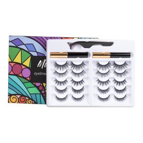 Magnetic False Eyelashes 5 Pairs Of Eyeliner (Option: 10pairs of double small round)