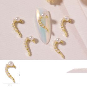 Nail Art DIY Love Heart Alloy Jewelry Nail Piece Nail Decoration Rhinestone (Option: Pearl-Left)