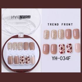 Korean Wearable Nail Art Short 30 Pieces In A Box Waterproof Removable Nail Art Ins Manicure Fake Nails (Option: 34F)