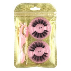 False Eyelashes Mink Hair Natural Bushy Round Set Beauty Tools (Option: Pink-106round)