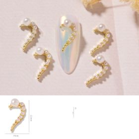 Nail Art DIY Love Heart Alloy Jewelry Nail Piece Nail Decoration Rhinestone (Option: Pearl-Right)