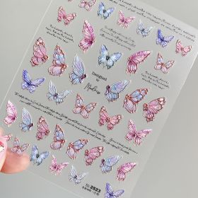 Embossed Black-and-white Butterfly Rose Nail Stickers (Option: Color2523)