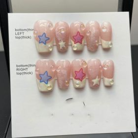 Pure Handmade Finished Wearable Gentle Nails (Option: 620Sweet Star Short Ladder-L)