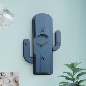 Nordic Wooden Clock Wall Clock Living Room Personality Creativity (Color: Blue)