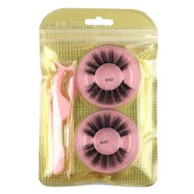 False Eyelashes Mink Hair Natural Bushy Round Set Beauty Tools (Option: Pink-102round)