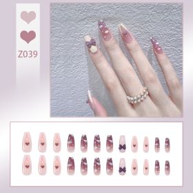 Wear Nail Milk Flavor Taro Taro Purple Gradient Nebula Flower Fake Nails Nail Stickers (Option: Wear Style)