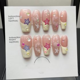 Pure Handmade Finished Wearable Gentle Nails (Option: 617Sweet Star Ladder-L)