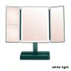 Rechargeable Foldable Makeup Mirror With LED Light 360° Adjust Wireless 1-3X Magnifying 3 Tone Light Desktop Vanity Table Mirror