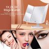 Rechargeable Foldable Makeup Mirror With LED Light 360° Adjust Wireless 1-3X Magnifying 3 Tone Light Desktop Vanity Table Mirror