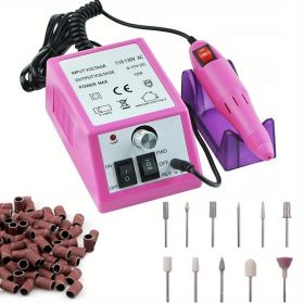 20000 RPM Portable Electric Nail Drill Polisher: Manicure & Pedicure Set for Gel Polish Cleaning & Milling Cuticles - 11pcs Nail Drill Bits (Color: PINK)