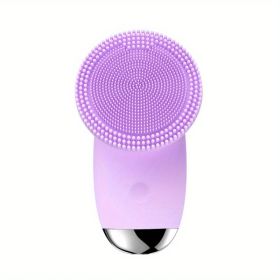 CONESN Electric Facial Cleansing Brush,Silicone Facial Cleansing Brush, Electric Silicone Face Brush, Sonic Facial Cleansing Brush For Makeup Remover (Color: Purple)