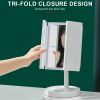 Rechargeable Foldable Makeup Mirror With LED Light 360° Adjust Wireless 1-3X Magnifying 3 Tone Light Desktop Vanity Table Mirror