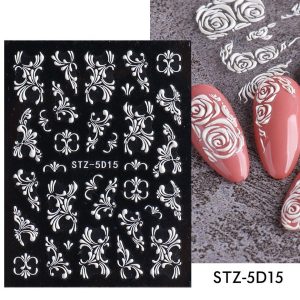 Three-dimensional Carved Rose Pattern Relief Nail Ornament - Image 1