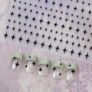 Embossed Black-and-white Butterfly Rose Nail Stickers - Image 1