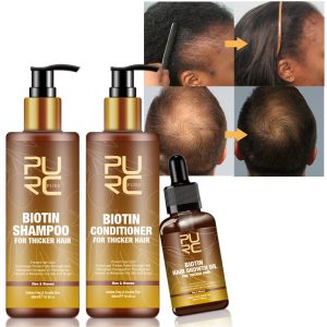 PURC Hair Care Ginger Biotin Three-piece Shampoo Conditioner Repair Dry And Frizz Essential Oil - Image 3