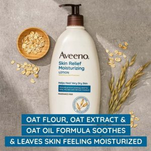 Aveeno Skin Relief Moisturizing Body and Hand Lotion for Dry Skin, Fragrance Free, 18 oz - Image 2